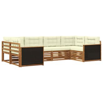 vidaXL Conjunto De Sof&aacute;s De Exterior Con Coj&iacute;n 6 Pcs Natural Y Crema Vidaxl