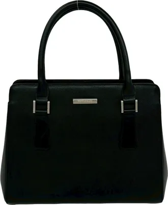 Burberry Black Leather Handbag Tote Bag (Pre-Owned)