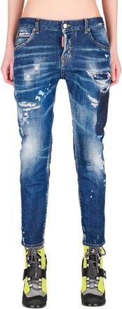 Dsquared2 Dark Tiffany Cool Cropped Jeans - Dames - Slim Fit Jeans - Blauw - XS - Katoen - Jeans