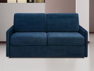 Vente-Unique Divano letto 3 posti a ribalta in velluto Blu notte - Larghezza Materasso 140 cm - Spessore 18 cm - CALIFE