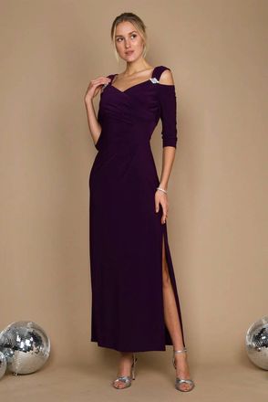 R & M Richards Long Formal Dress In Plum