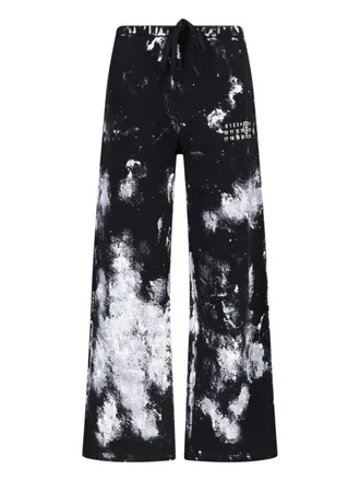 Maison Margiela Black Distressed Splatter Pattern Sport Trousers