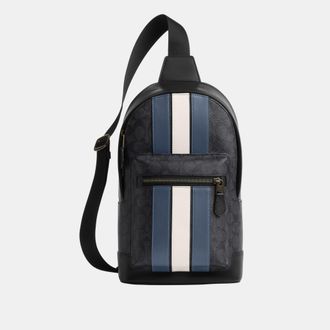 Coach Mens West Pack in Signature Varsity Stripe - Black - One Size