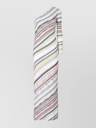 Missoni one shoulder long dress herringbone pattern