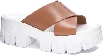 Chinese Laundry Chinese Laundry Lock Down Womens Brown Leather Platform Sandals JOBB1541
