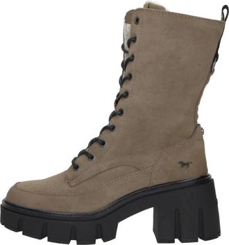 Mustang Hoge Veterlaarzen - Dames - Veterlaarzen - Grijs - 38 EU - Leer - Schoenen