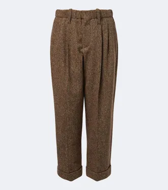 Brunello Cucinelli Pantalones anchos cropped en mezcla de lana