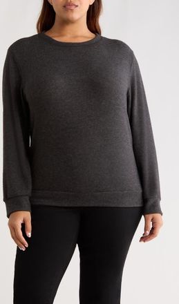 Loveappella Hacci Knit Crewneck Top in Charcoal at Nordstrom, Size 1 X