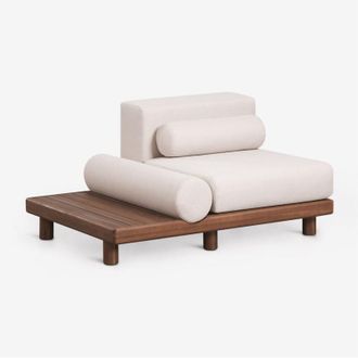 Sklum Modulo centrale con tavolino ausiliario per divano modulare da giardino in acacia Edrien SKLUM
