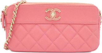 Chanel Pink Grained Calfskin Chain/Shoulder Wallet (Pre-Owned)