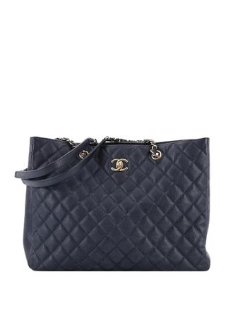 Chanel Classic CC Shopping Quilted Caviar Large tote bag - Blue
