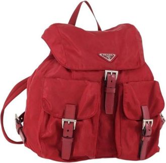 Prada Pre-owned Backpacks, female, Red, Size: ONE SIZE Pre-owned Vintage Nylon Backpack