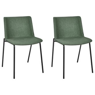 Beliani Conjunto De 2 Sillas De Comedor Elegantes Tapizadas En Tela De Poli&eacute;ster Patas De Metal Verde Esbon