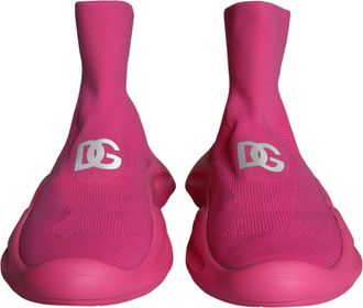 Dolce & Gabbana Pink Logo Print Slip On Socks Sneakers Mens Shoes