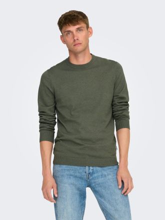 Only & Sons Strickpullover ONLY & SONS ONSLOUI REG 12 MEL CREW KNIT NOOS, Herren, Gr. S, castor gray detail:melange, Strick, Obermaterial: 60% Baumwolle, 20% Nylo