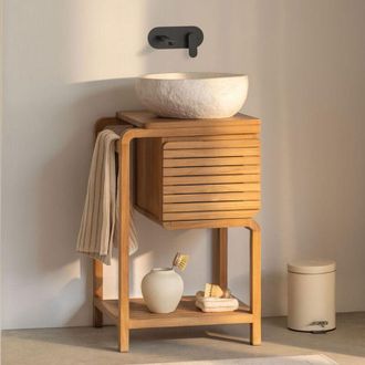 Sklum Conjunto De Mueble De Ba&ntilde;o En Madera De Teca Bradley Sklum