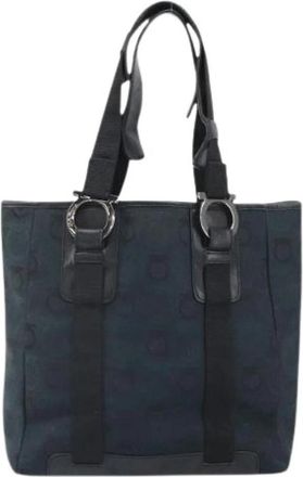 Ferragamo Pre-owned Canvas Tote - Dames - Vintage Shopper - Blauw - ONE Size - Vintage