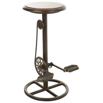 Wanderlust Deco Taburete De Metal Y Madera Negro 40x40x73