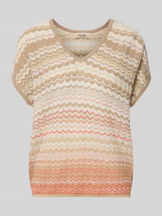 Mos Mosh Strickshirt mit V-Ausschnitt und Kapp&auml;rmeln Modell Shani in Offwhite, Gr&ouml;&szlig;e XL