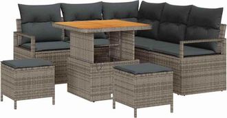 vidaXL Garden Sofa Set with Cushion with Storage 8 pcs Grey vidaXL