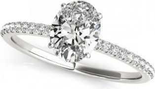 Allurez Diamond Accented Oval Shape Engagement Ring 18k White Gold (0.75ct)
