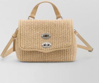 Zanellato baby crossbody satchel raffia leather bag