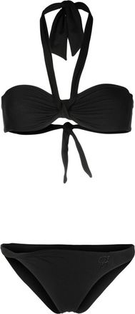 Blumarine halterneck logo-embellished bikini - women - Fabric - S - Black