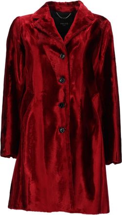 Palt&ograve; Plush Single-Breasted Coat with Glossy Velvet Finish