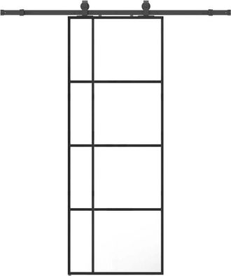 vidaXL Vidaxl - Puerta Corredera Con Juego Herrajes Negro 76x205 Cm Esg Vidrio