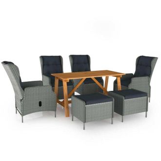 vidaXL Juego De Comedor Para Jard&iacute;n De 7 Piezas Gris Claro Vidaxl