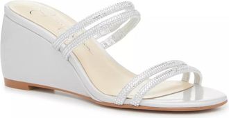 Jessica Simpson Mistoni Sandals Womens Silver Rhinestone Wedge Heel GAL509