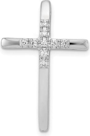 Diamond2Deal 14k White Gold 1/10 carat Diamond Cross Chain Slide