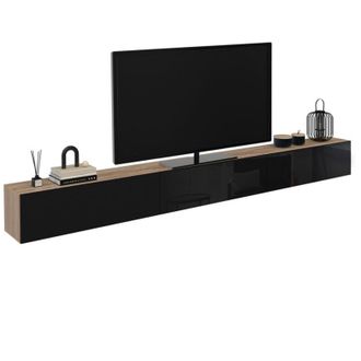 IDMarket Mobile TV sospeso ELIO 300 cm a 3 ante in legno e nero