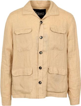 Herno Field Jacket - Heren - Zomerjassen - Beige - 3XL - Linnen - Jassen