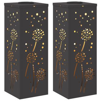 vidaXL Luz De Camino Led Solar 2 Pcs Negro Acero Laminado En Fr&iacute;o Vidaxl