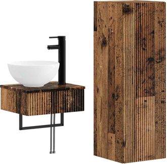 vidaXL Juego De Muebles De Ba&ntilde;o 2 Uds. Madera Envejecida Vidaxl