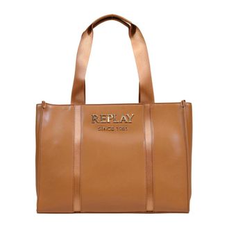 Replay Tote Bags, female, Brown, Size: ONE SIZE Large Tote Bag