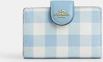 Coach Medium Corner Zip Wallet With Gingham Print in Blue | PVC