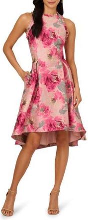 Adrianna Papell Floral Jacquard High-Low Dress in Pink Multi at Nordstrom Rack, Size 6