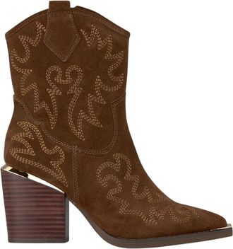 Alma En Pena Geborduurde enkellaarzen - Dames - Cowboylaarzen - Bruin - 39 EU - Schoenen