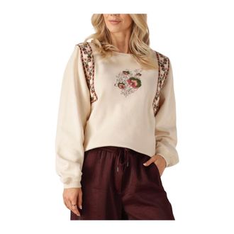 Louizon Dames, Sweatshirts & Hoodies, Beige, Maat: S/M Katoen