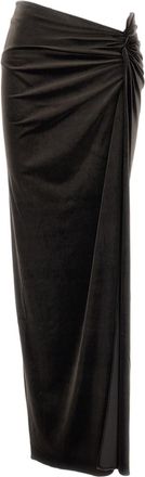Andamane Brown Zohra Twist Detail Velvety Stretch Maxi Skirt