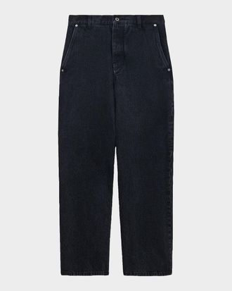 Loewe Men & apos;s Leather-Patch Straight-Leg Jeans