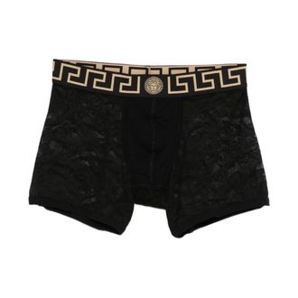 Versace Bottoms, male, Black, Size: L Logo-pattern Boxers