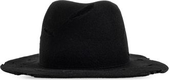 Yohji Yamamoto Vilten Hoed met Vintage-effect - Heren - Hoeden - Zwart - XL - Wol - Accessoires