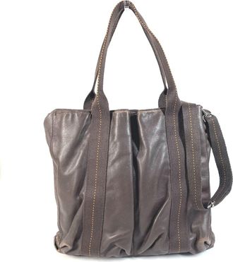 Herm&egrave;s Brown Orange Leather Handbag Shoulder Bag Tote Bag (Pre-Owned)