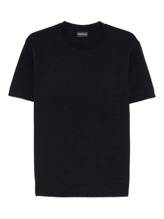 Emporio Armani textured T-shirt - men - Cotton - 3XL - Black