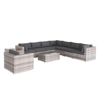 Sweeek Sofa de jardin, conjunto sofa de exterior, varios grises, 10 plazas