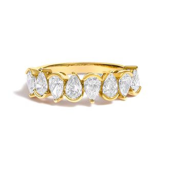 House of Brilliance 14K Gold 1 2/3 Cttw Lab Grown Pear Shaped Diamond Band Ring
