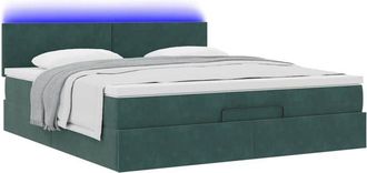 vidaXL Vidaxl - Estructura De Cama Otomana Con Colch&oacute;n Verde Oscuro 160x200 Cm